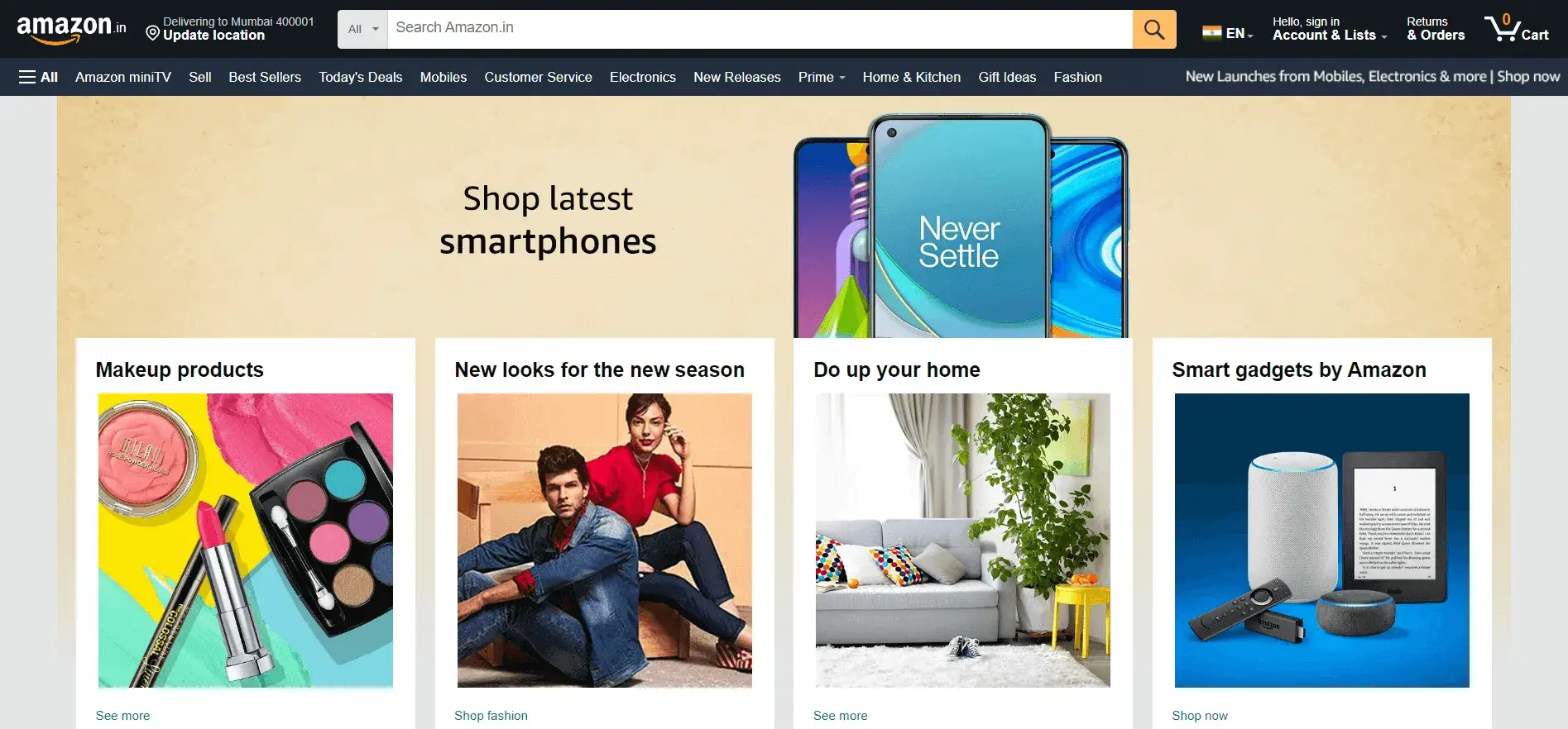 Amazon India’s website