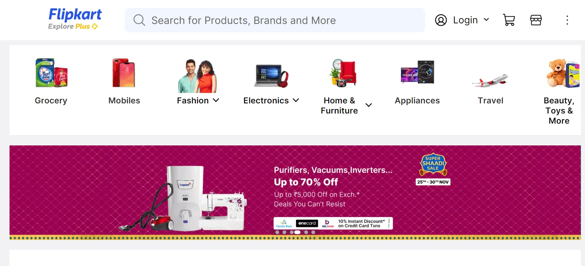 Flipkart’s website