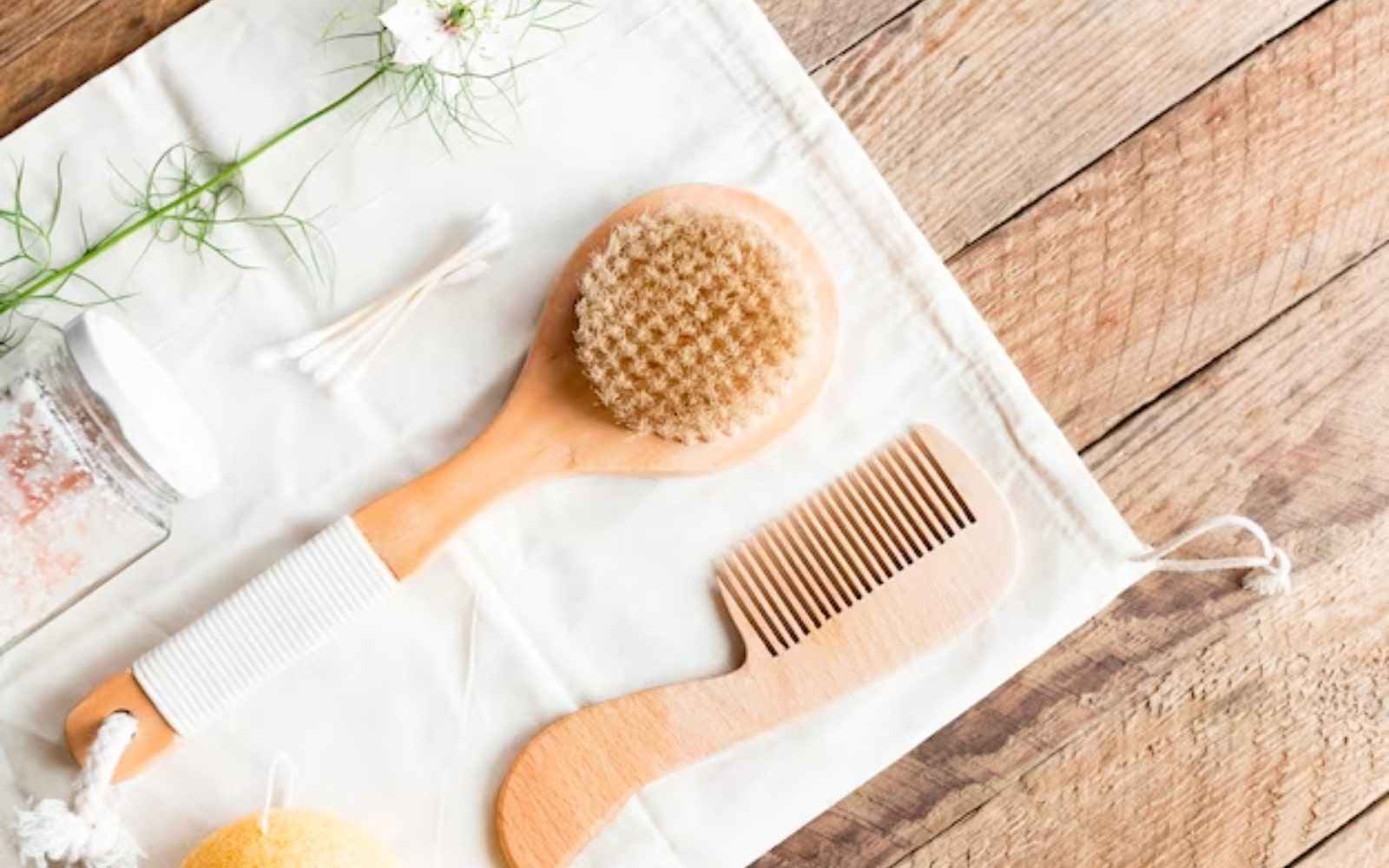 Bamboo or wooden hairbrushes and combs