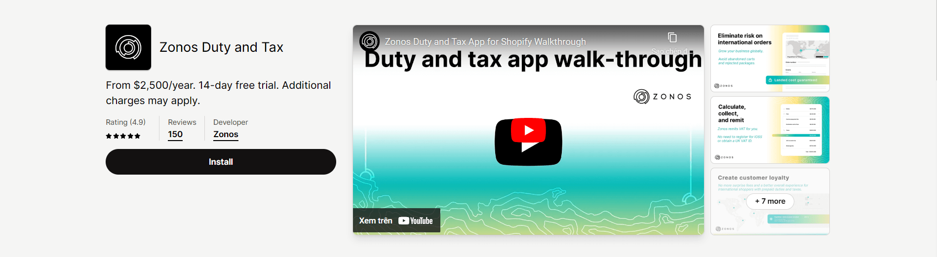 Zonos Duty and Tax app