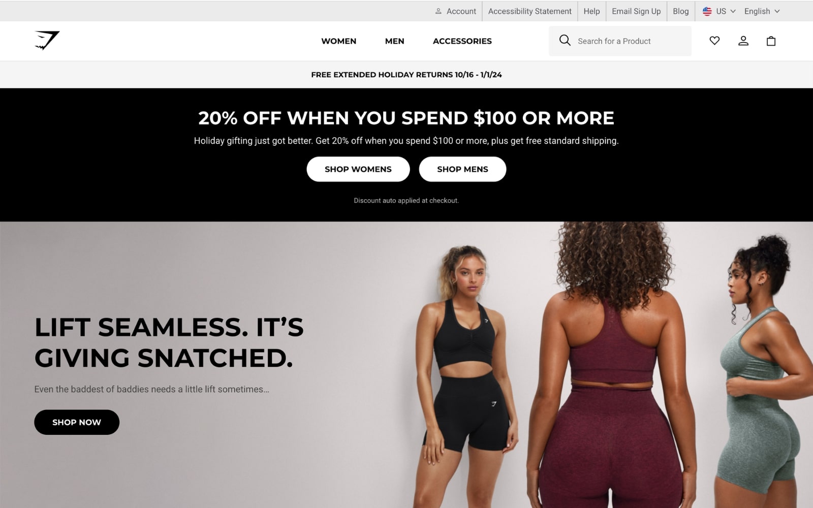 Gymshark’s website