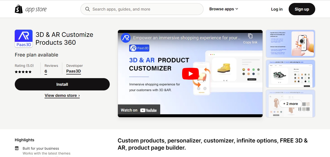 3D & AR Customize Products 360 - Shopify 3D Product Image Apps