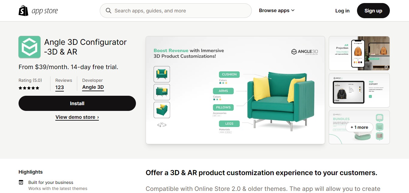 Angle 3D Configurator - Shopify 3D Product Image Apps