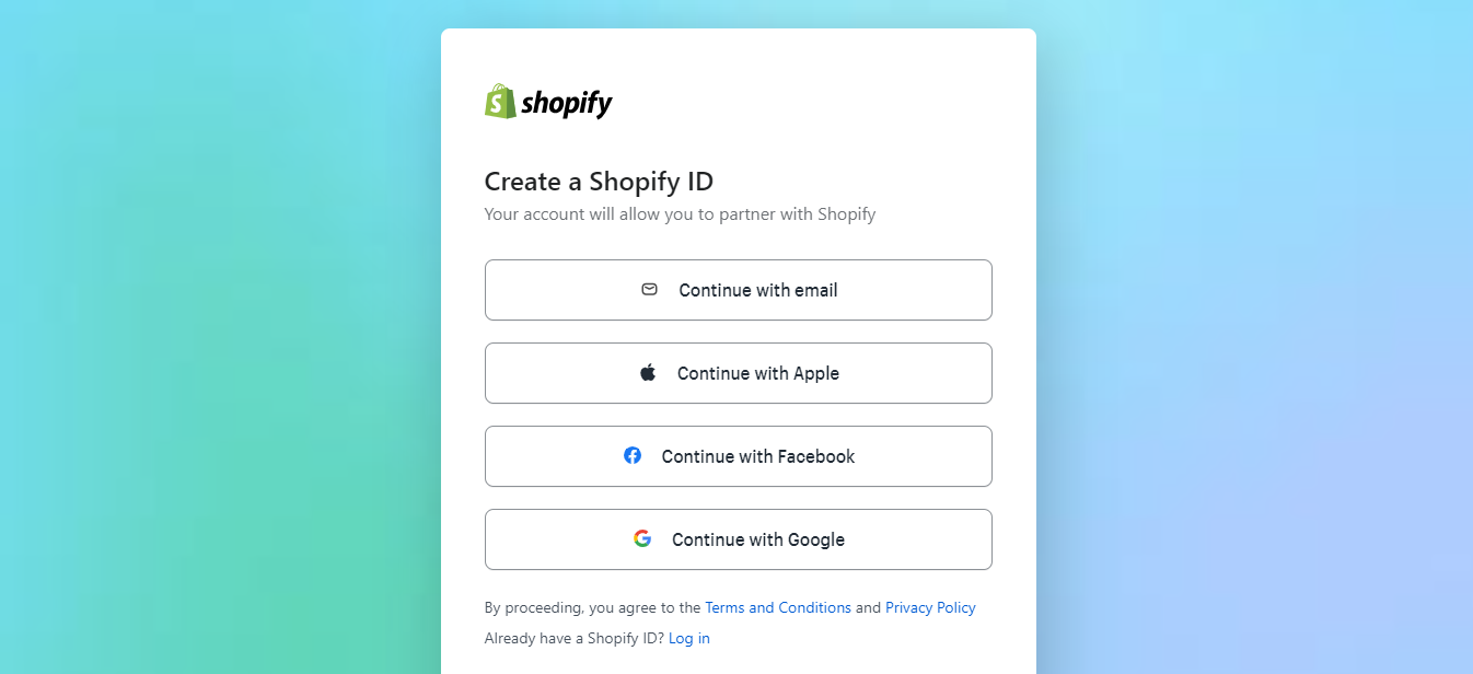 Create a Shopify Partner account