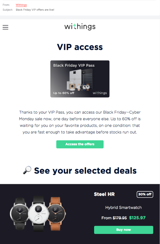 VIP or loyalty program emails