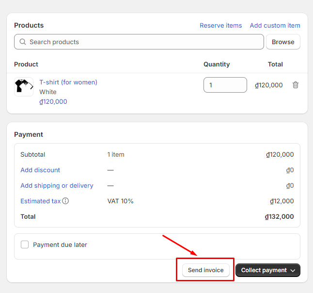 How to send a Shopify invoice