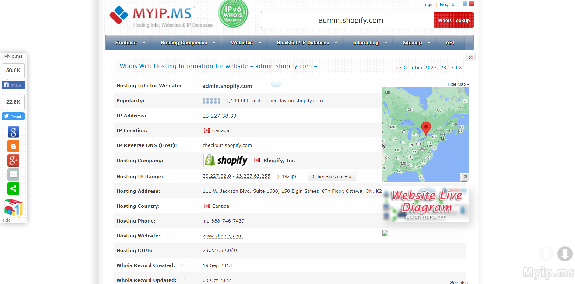 Use the MyIPms website to find Shopify stores in your niche