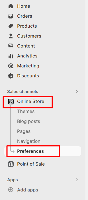 Access to the Online store on Shopify dashboard