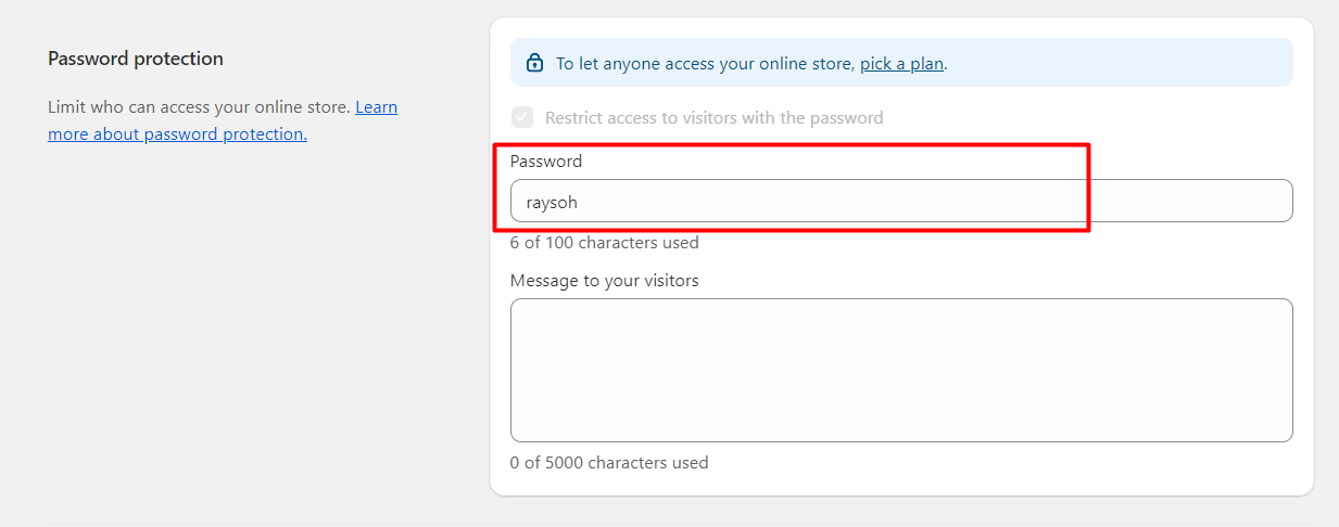 Password protection to put your Shopify store on vacation mode