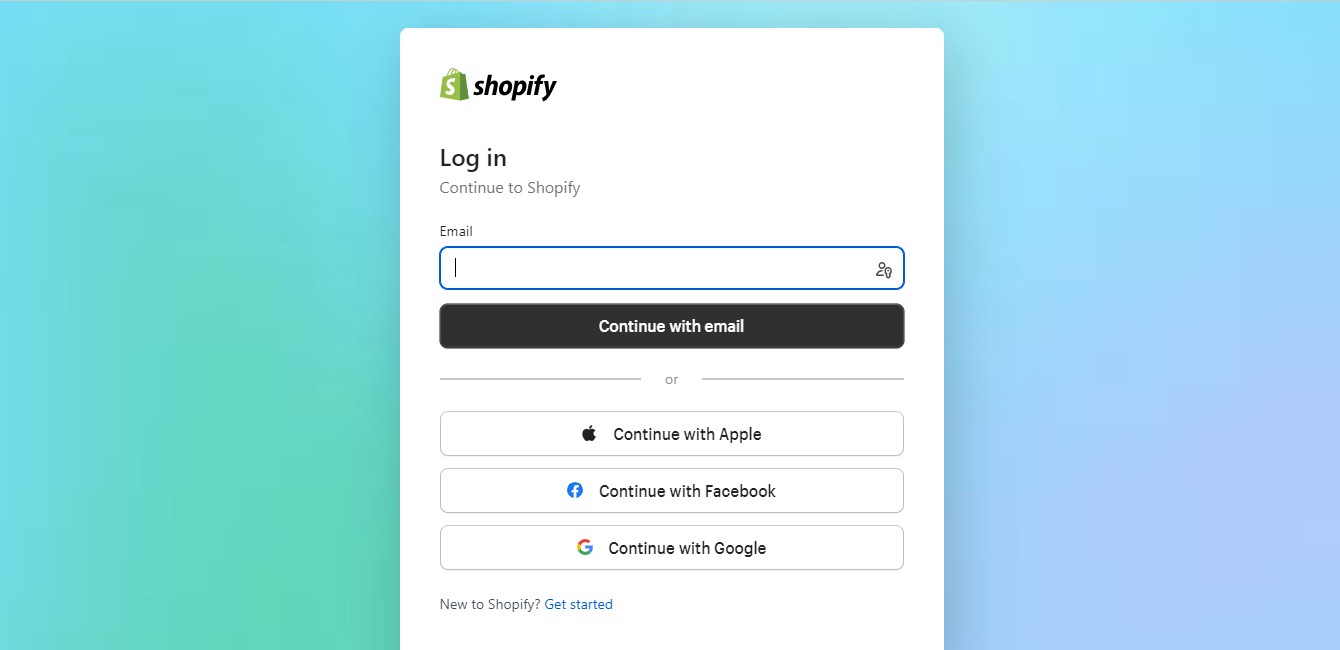 Log in to your Shopify admin panel