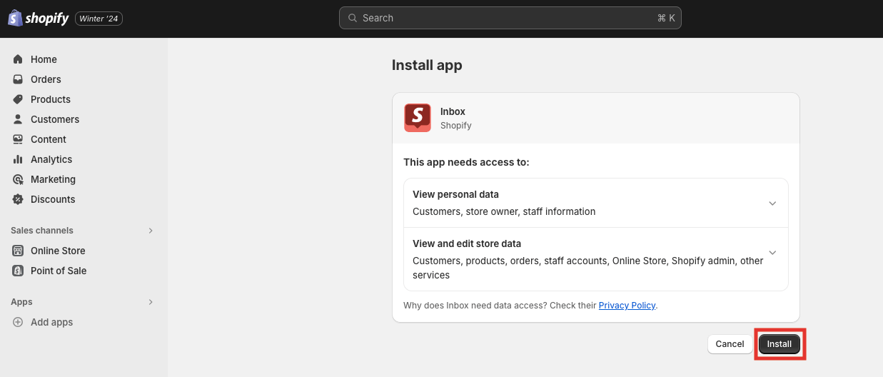 How to complete Shopify Inbox installation