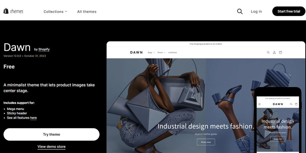 Top free best Shopify themes - Dawn