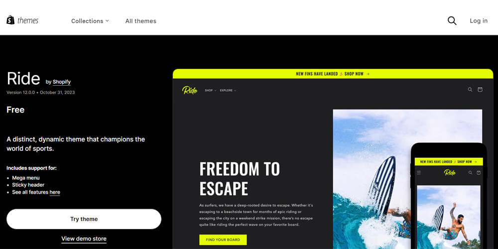 Top free best Shopify themes - Ride