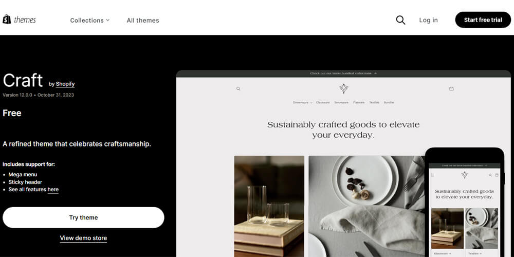 Top free best Shopify themes - Craft