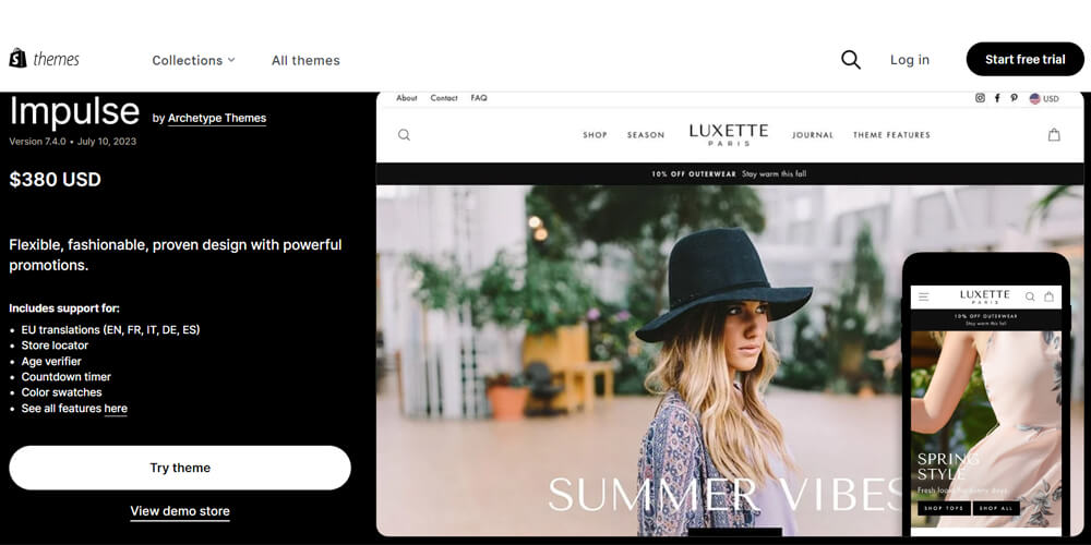 Top premium best Shopify themes - Impulse