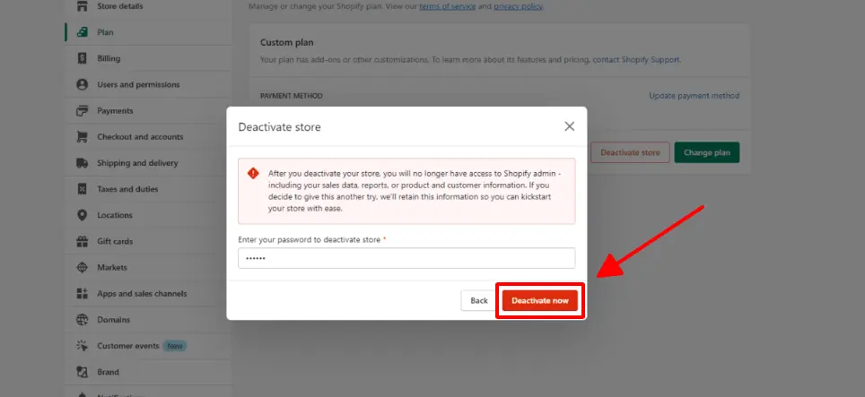 Step 7: Permanently delete your Shopify account