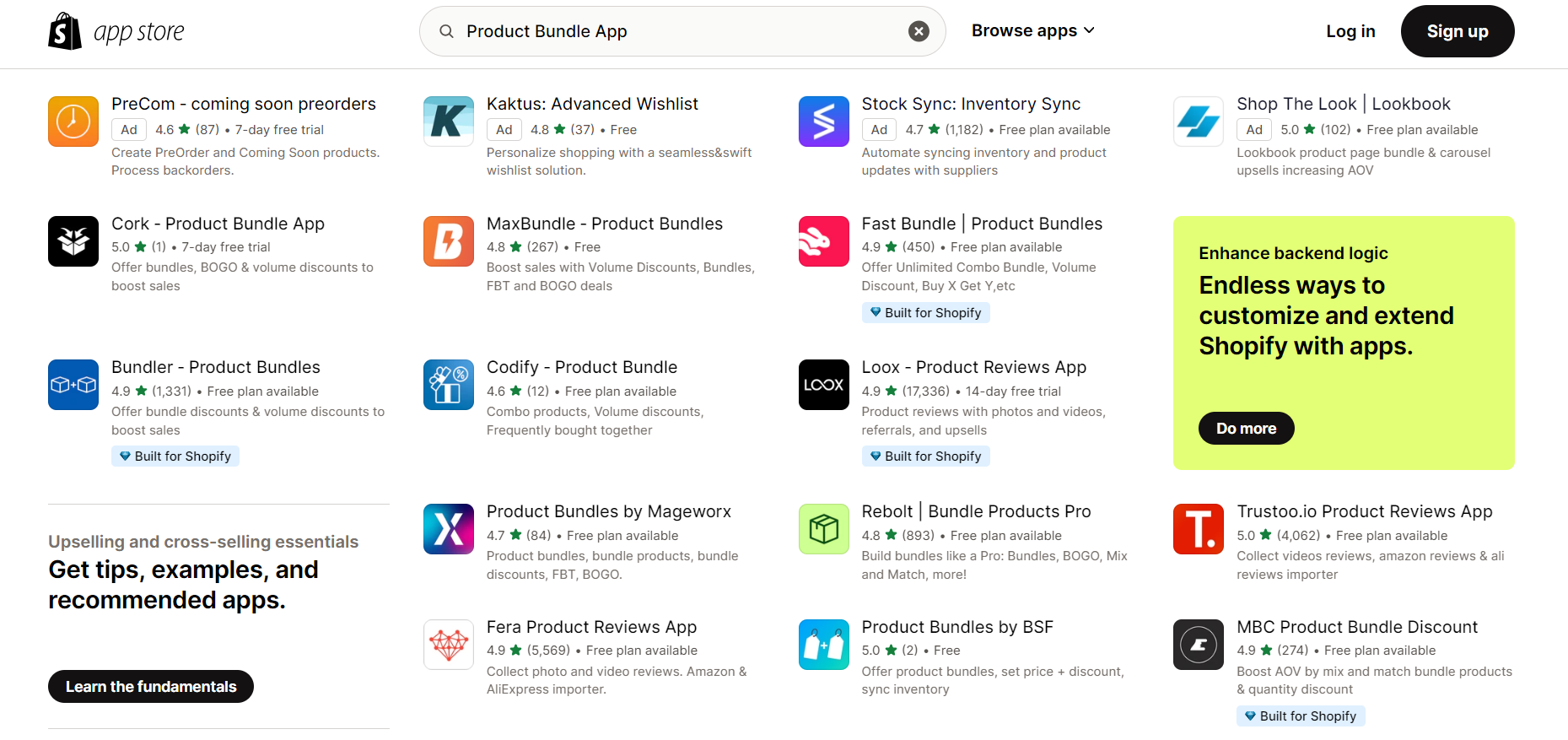 Product bundle app on Shopify App Store
