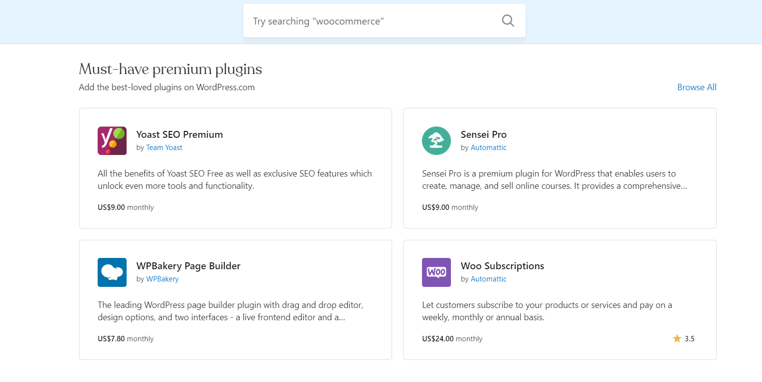 Wordpress comes with different plugins
