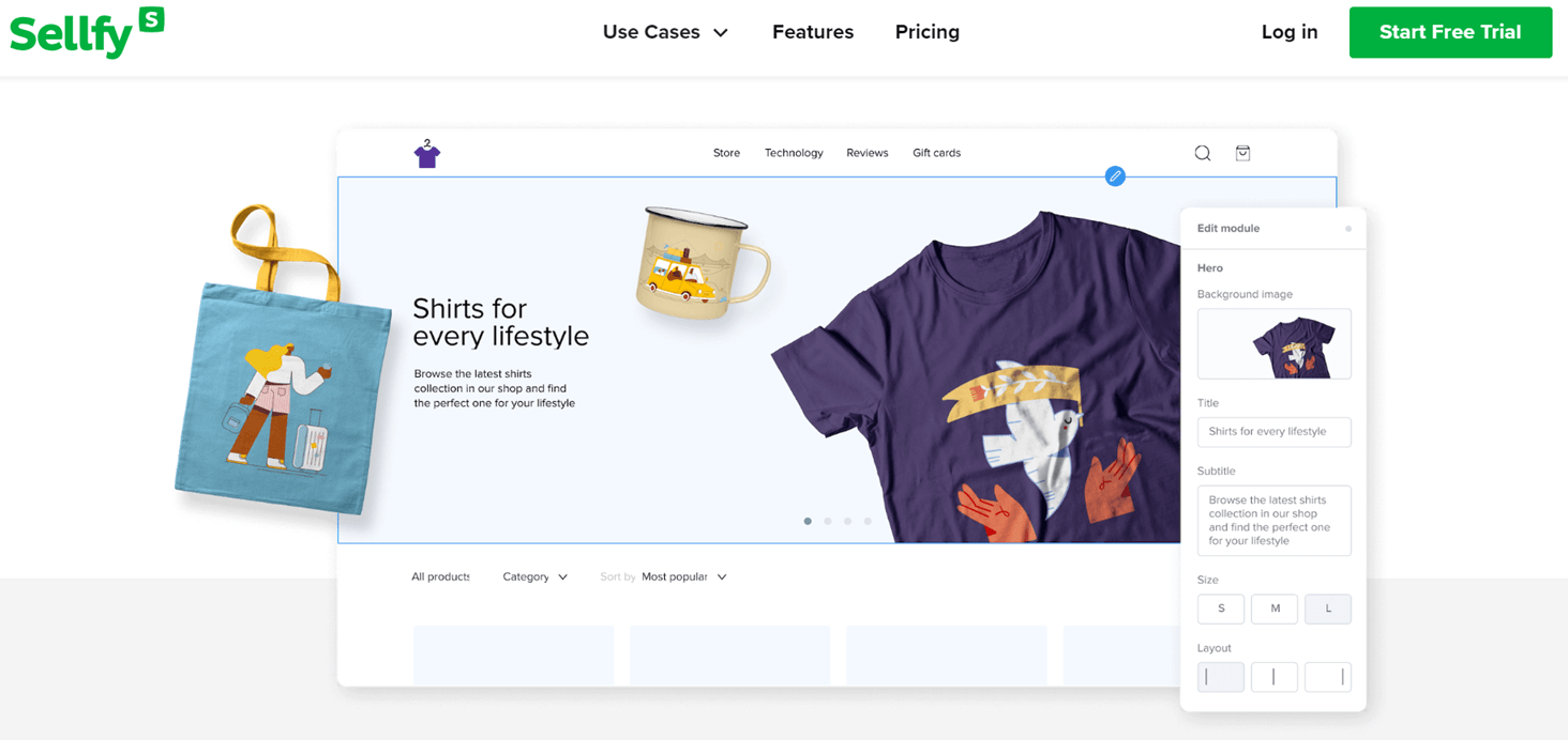 Sellfy is an Easy-to-use eCommerce for creators of merchandise or digital products