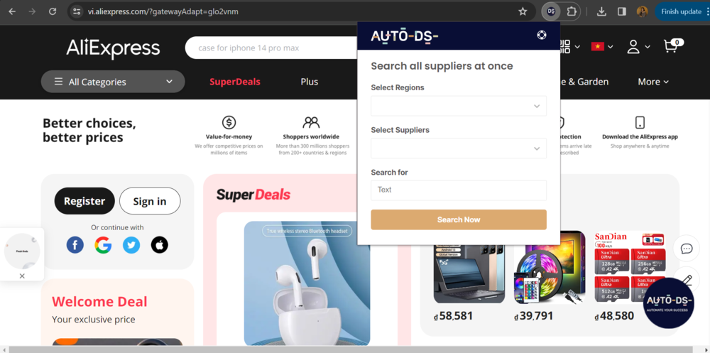  Take the items out of your AliExpress Suppliers Listing