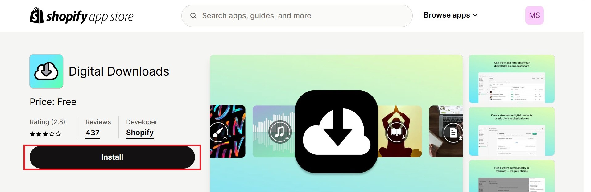 Install Shopify Digital 
