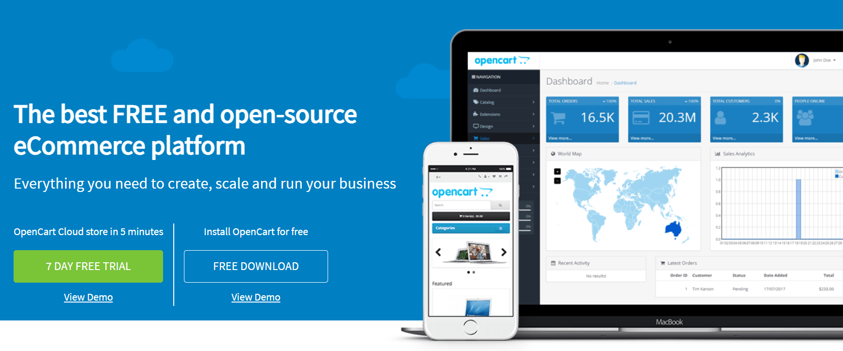 The OpenCart marketplace features 13000+ modules and themes to start