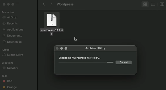 Unzip the WordPress installation
