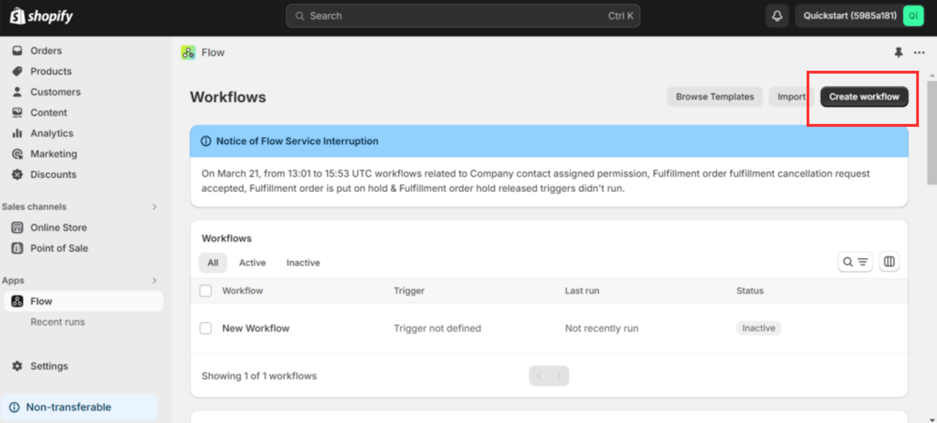 Create workflow