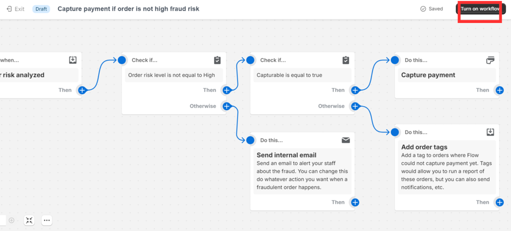 Turn on workflow