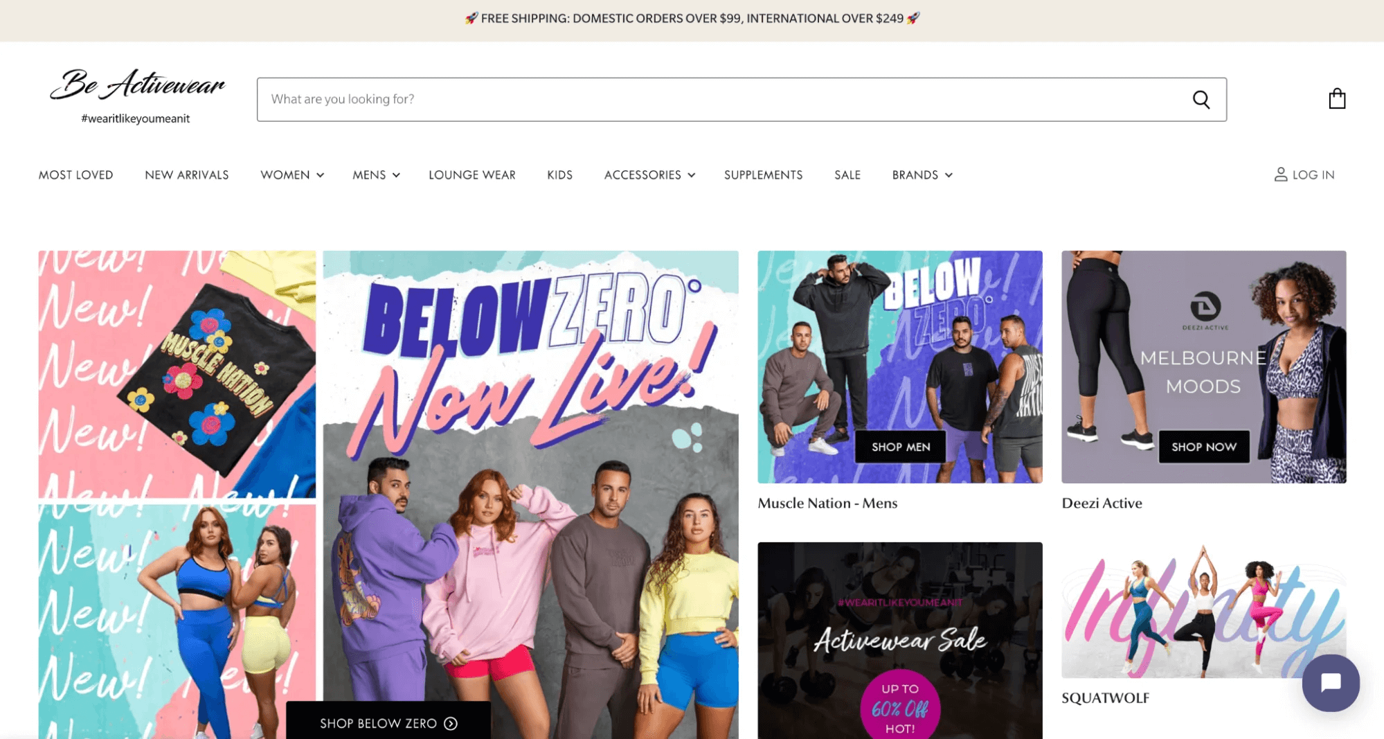 Be Activewear dropshipping homepage