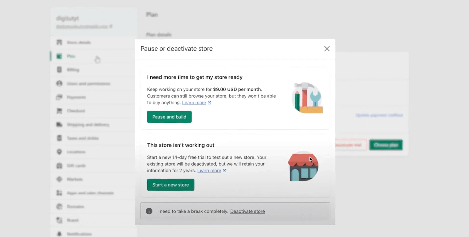 Pause and Build Shopify Plan