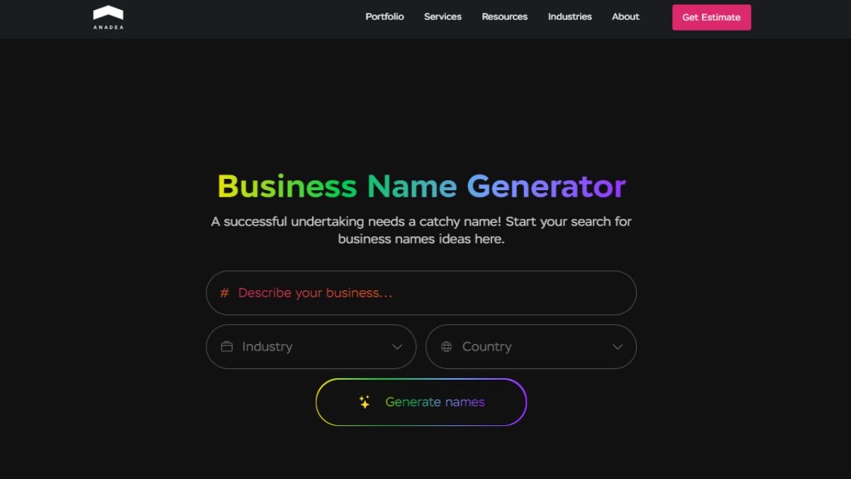 Anadea offers a robust database of name suggestions