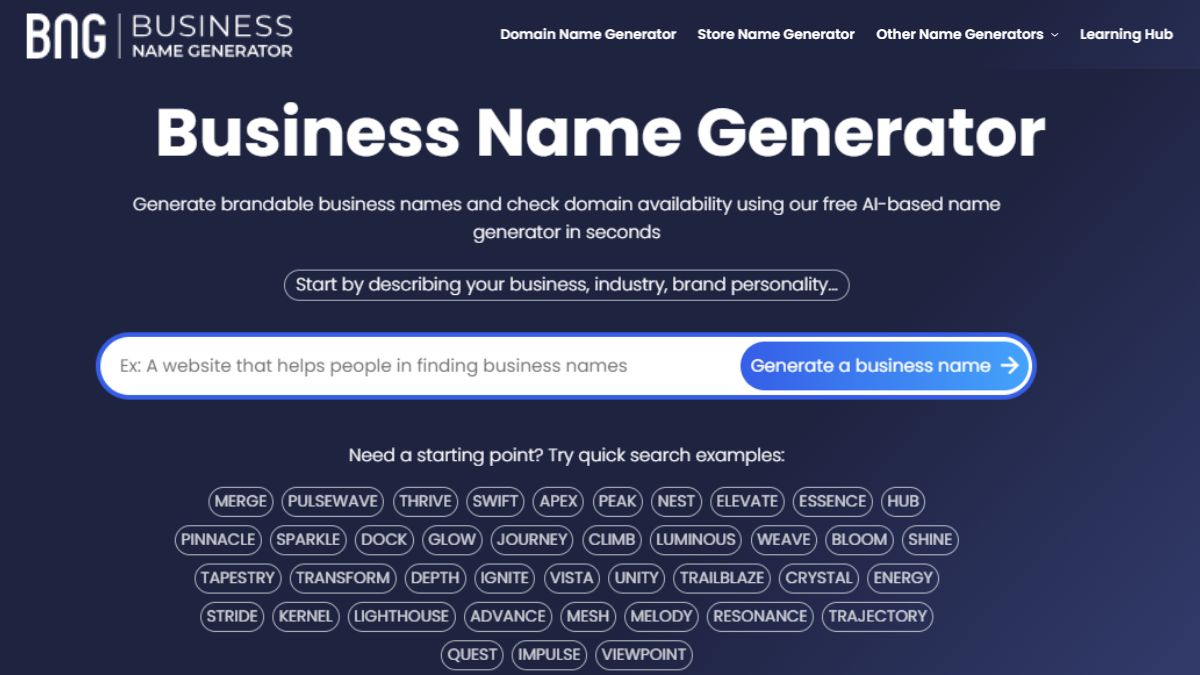 The Business Name Generator offers a user-friendly experience