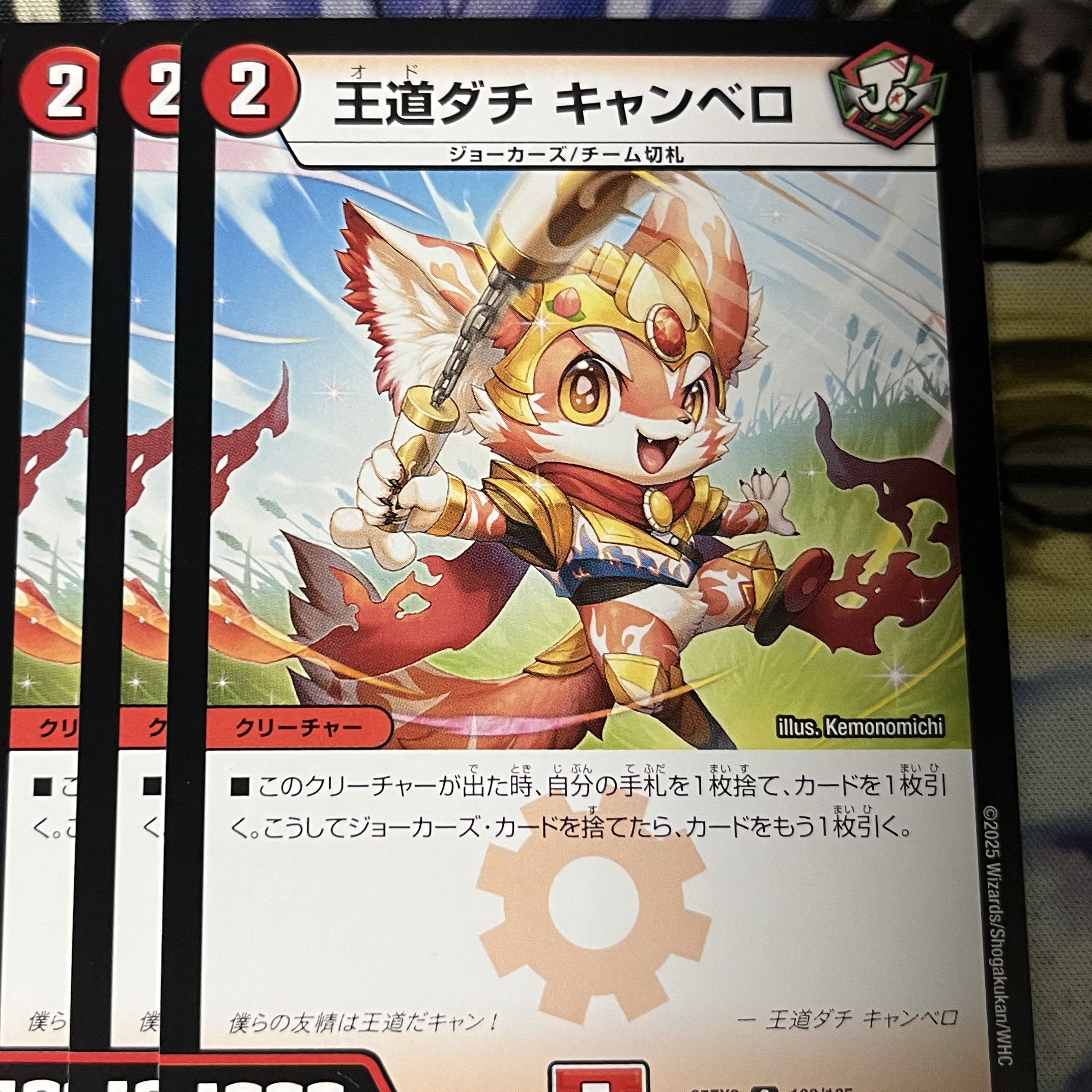 three flat objects (e.g. tickets, pieces of cloth, etc.) Royal Road Dachi Canbero C 100/105