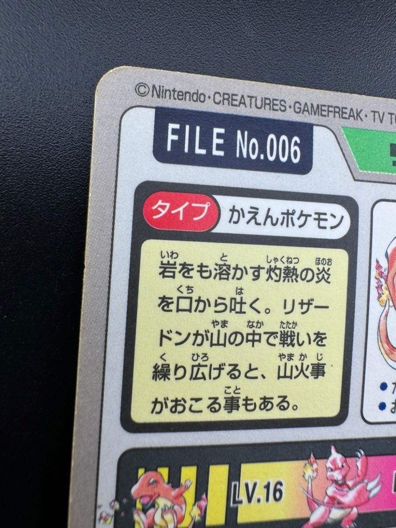 【中古品】 リザードン　 FILE No.006  カードダス  ポケモン