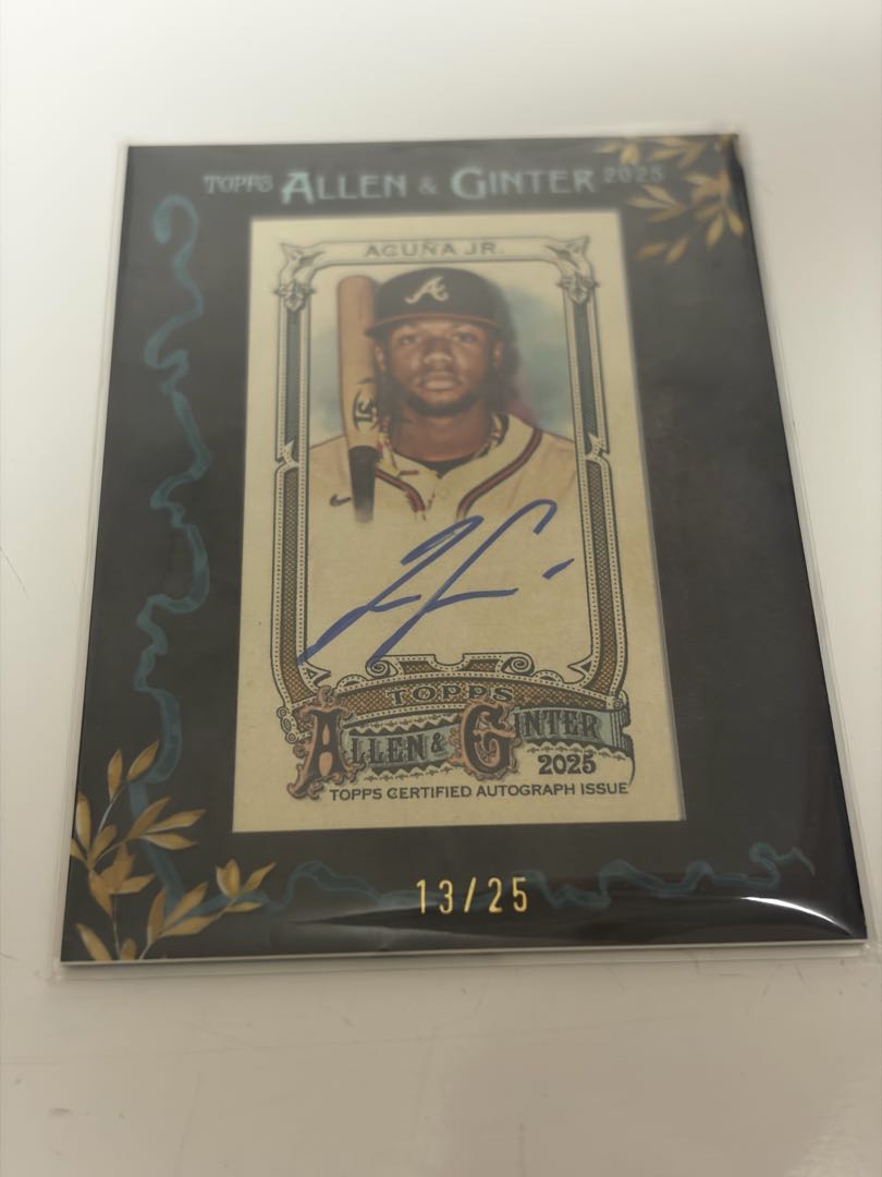 Ronald Acuña Jr. Auto 13/25 2025 Topps Allen & Ginter Black Frame Mini Autograph [Acuña jr.] autograph card /25 1 copy 1枚