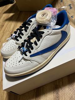 NIKE エアジョーダン1 ×トラヴィススコット×フラグメントデザイン ロー OG"セイル/ミリタリーブルー 27.5cm