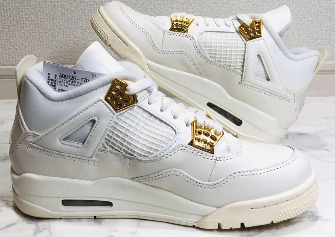 Nike WMNS Air Jordan 4 Retro "Metallic Gold" Metallic Gold/Sail 25cm