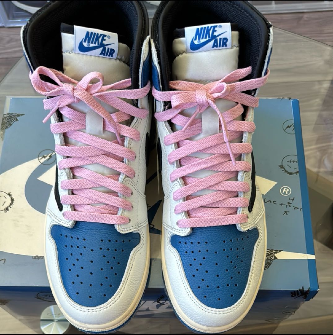 国内正規品　極美品 Travis Scott × Fragment × Nike Air Jordan 1 High "Military Blue" Military Blue/White/Black 28cm