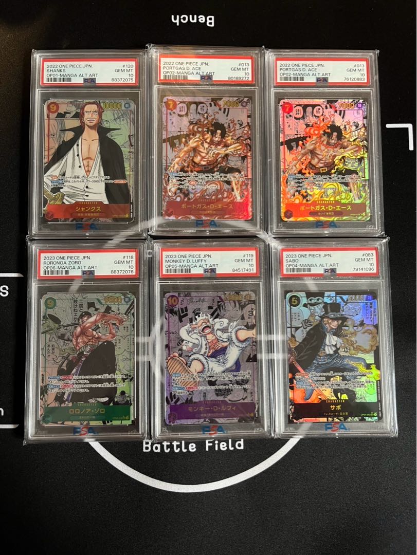 one piece card comipara psa10 set of 6 cards