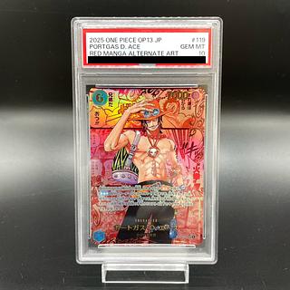 PSA10] Portgas D. Ace (Parallel) (Red Super Parallel) (Comic Parallel, Comipara, Cartoon Background) P-SEC OP13-119 1枚