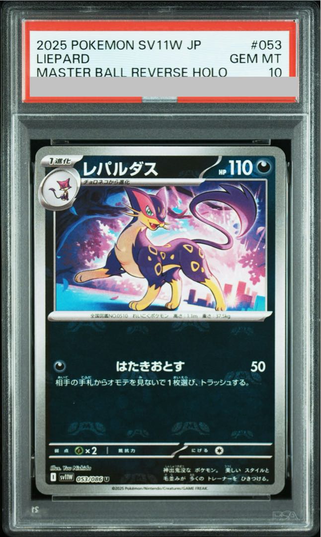 【PSA10】レパルダス(マスターボール柄/ミラー仕様) U 053/086 1枚