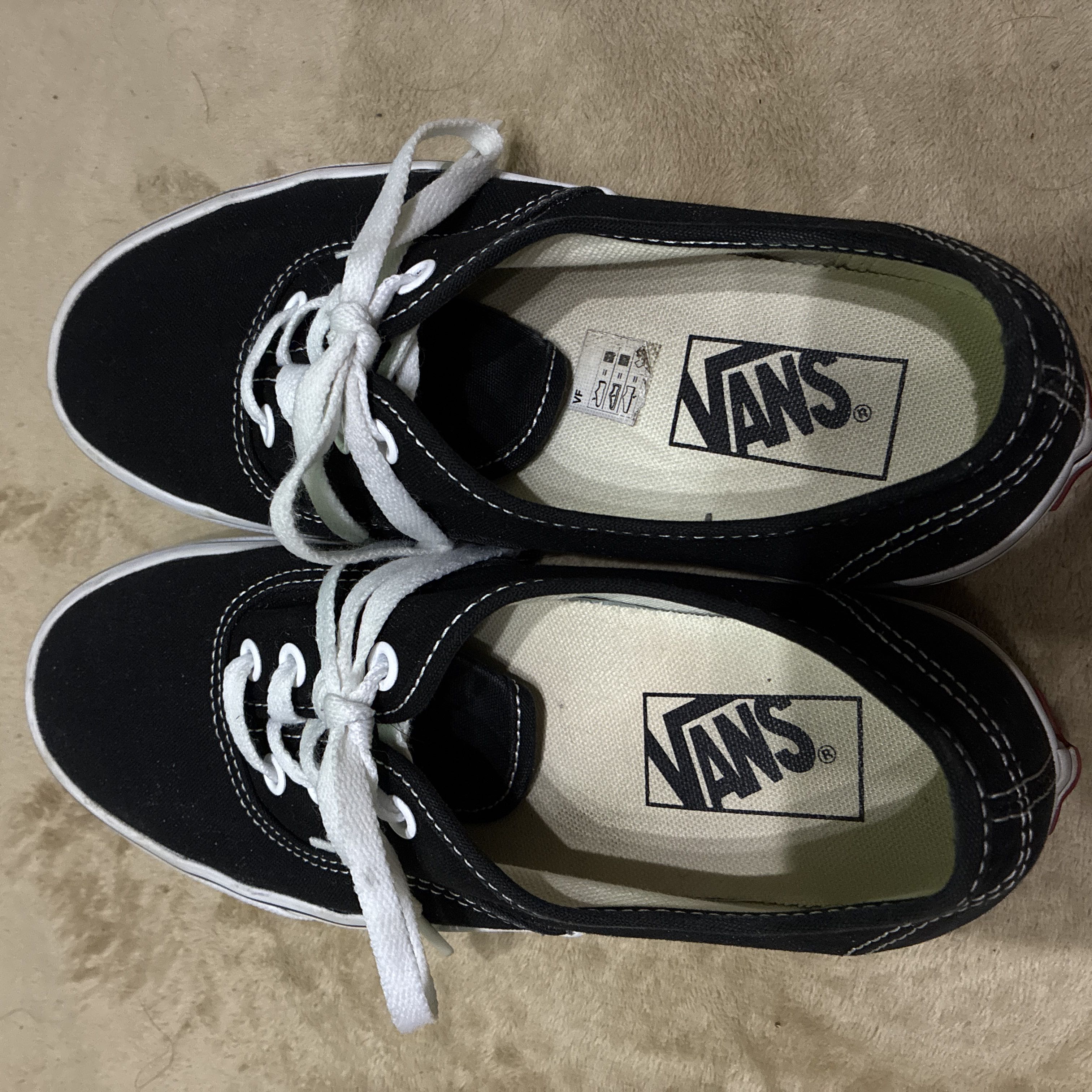 VANS Authentic Black Sneakers, 23.5 cm 23.5cm