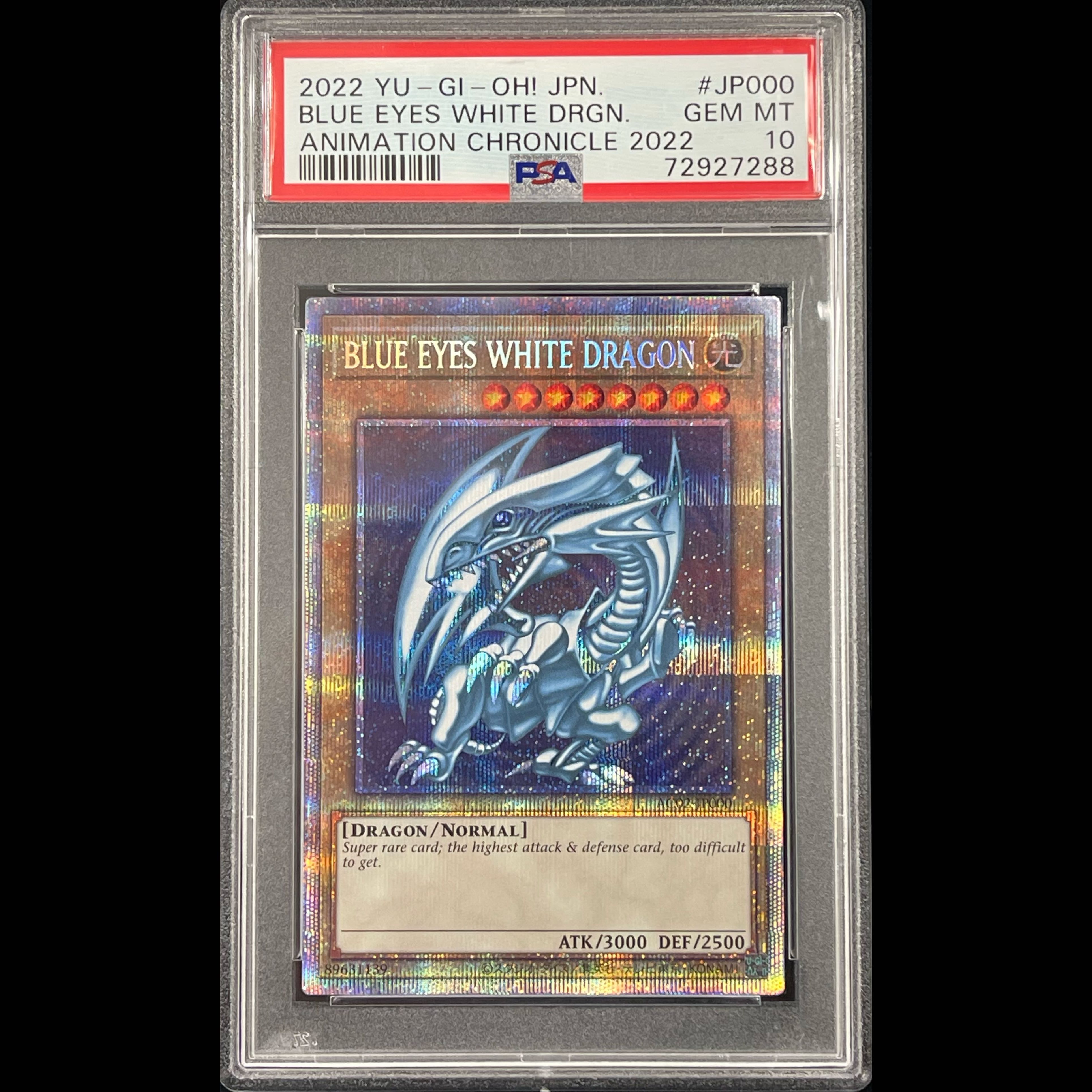 [PSA10] BLUE EYES WHITE DRAGON Prismatic Secret Rare AC02-JP000 1枚