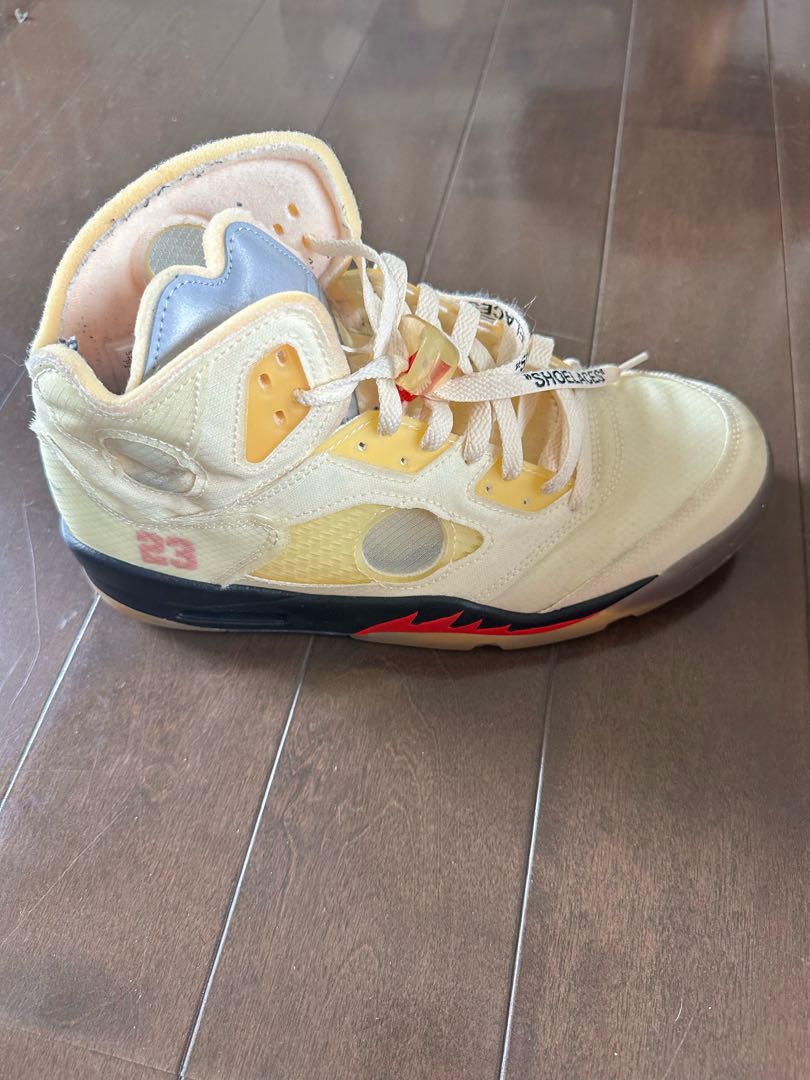 売ります オフホワイト × ナイキ エアジョーダン5 "セイル" セイル/ファイアレッド/ムスリン/ブラック 28cm