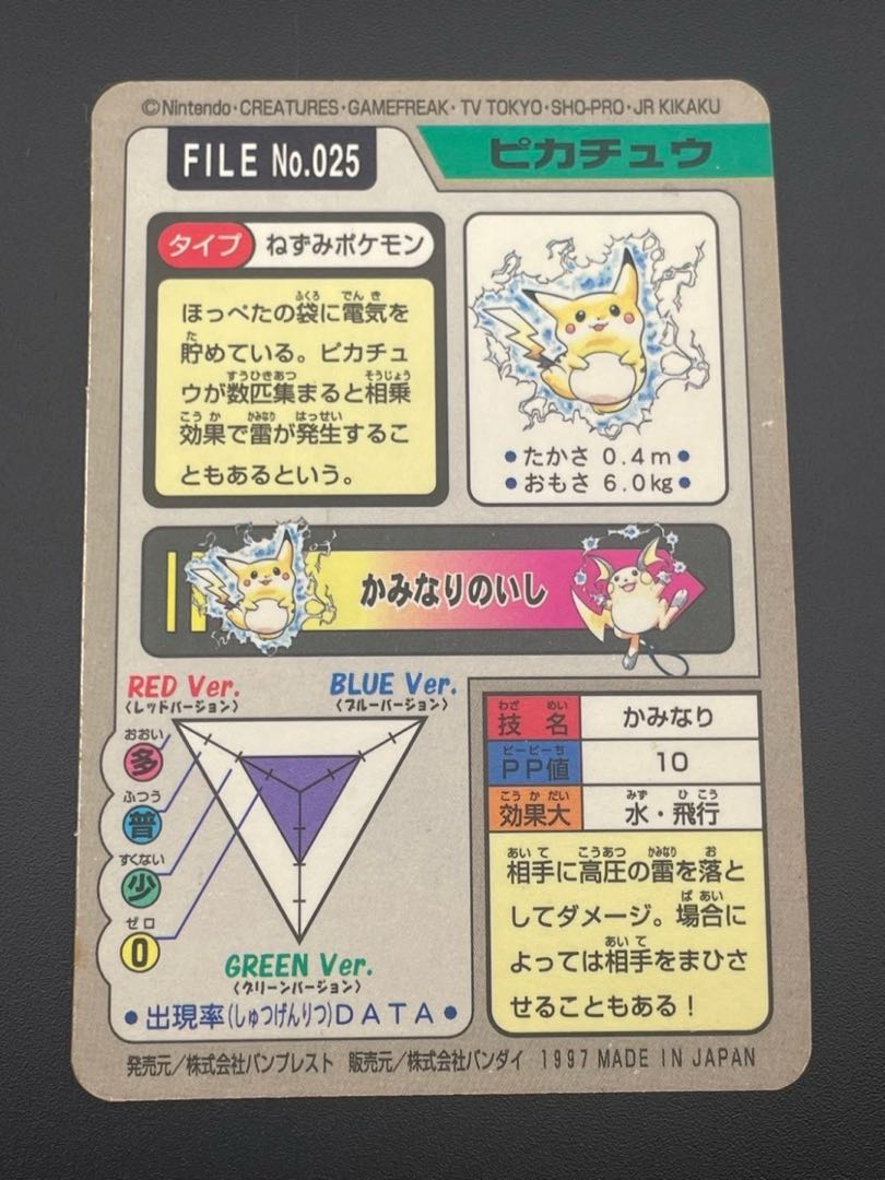 【中古品】ピカチュウ　FILE No.025　カードダス　