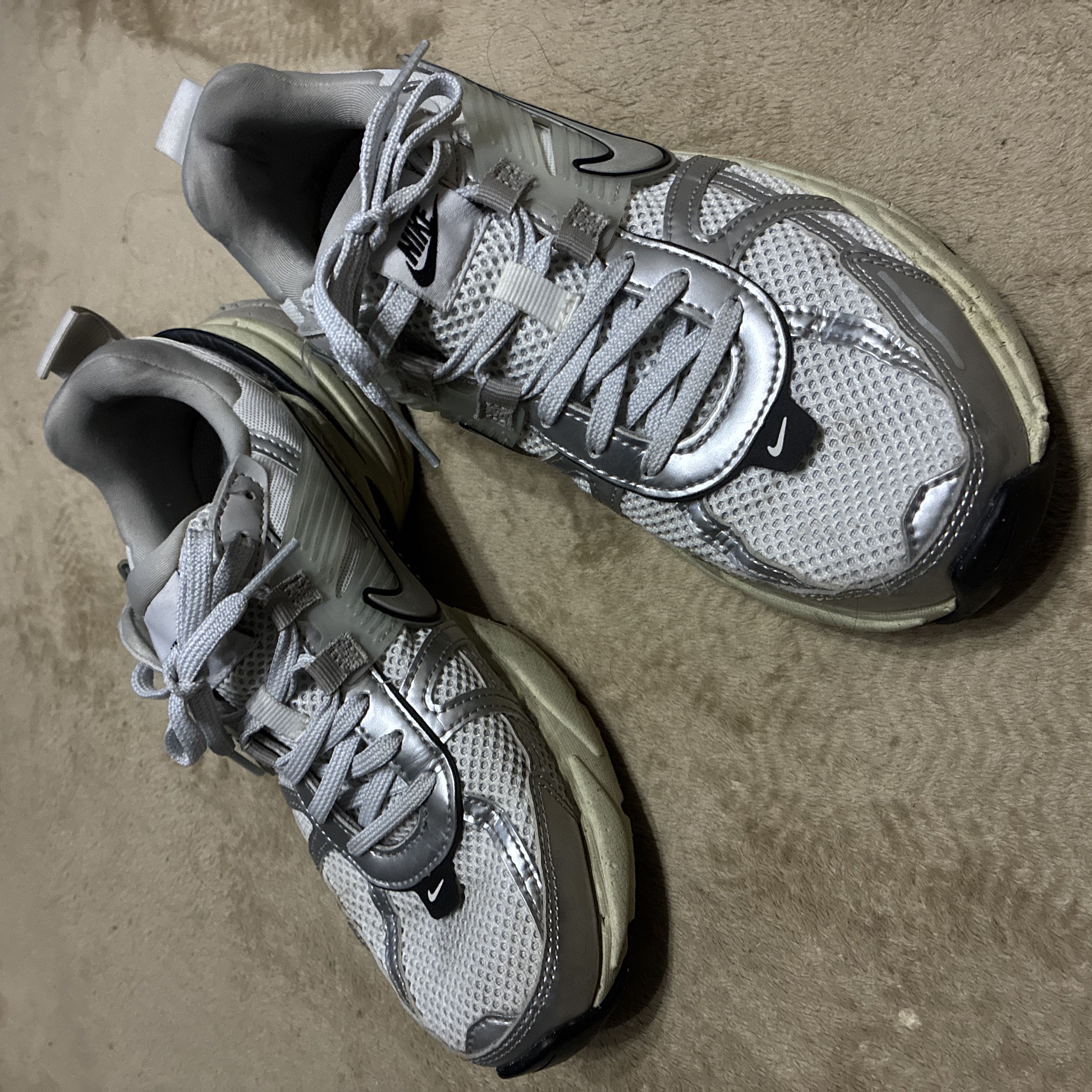 NIKE Sneakers, Silver, White, Men's, 25.0 cm 25cm