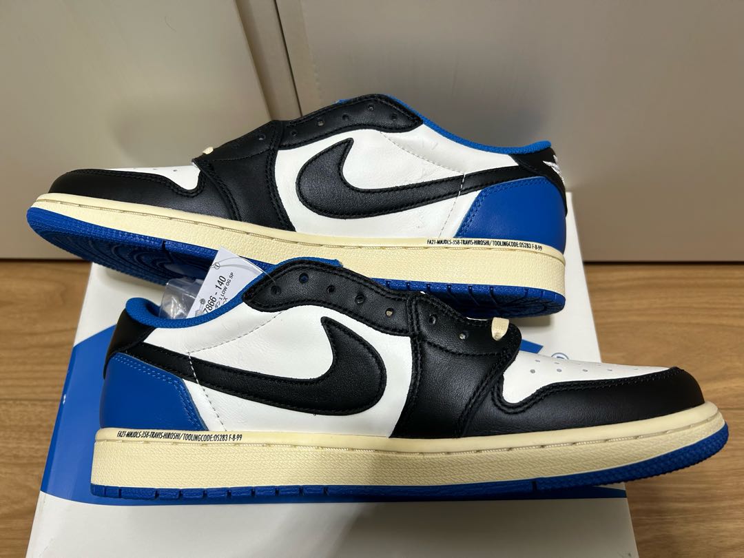 値下げ！ フラグメント デザイン × トラヴィス・スコット × ナイキ エアジョーダン 1 ロー Og セイル/ミリタリー ブルーブラックモスリン 27cm