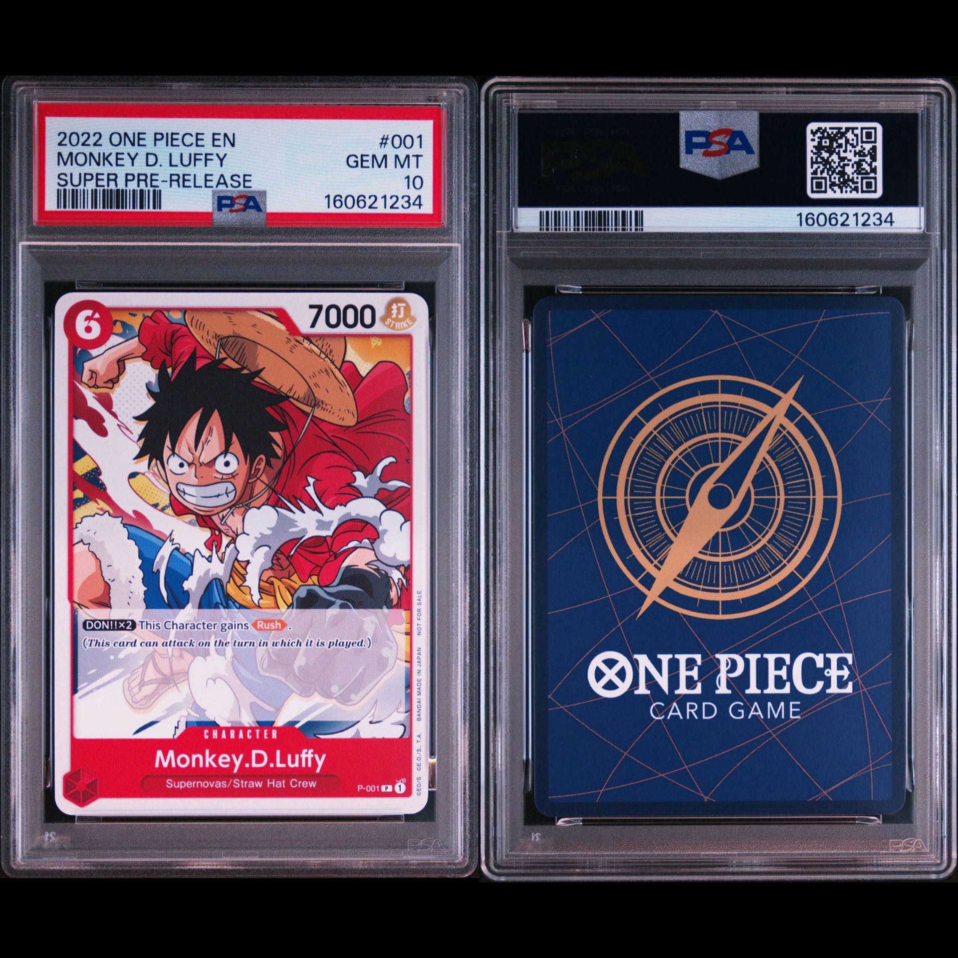 ONE PIECE Luffy P-001 English Version PSA10 Super Pre-Release  1枚