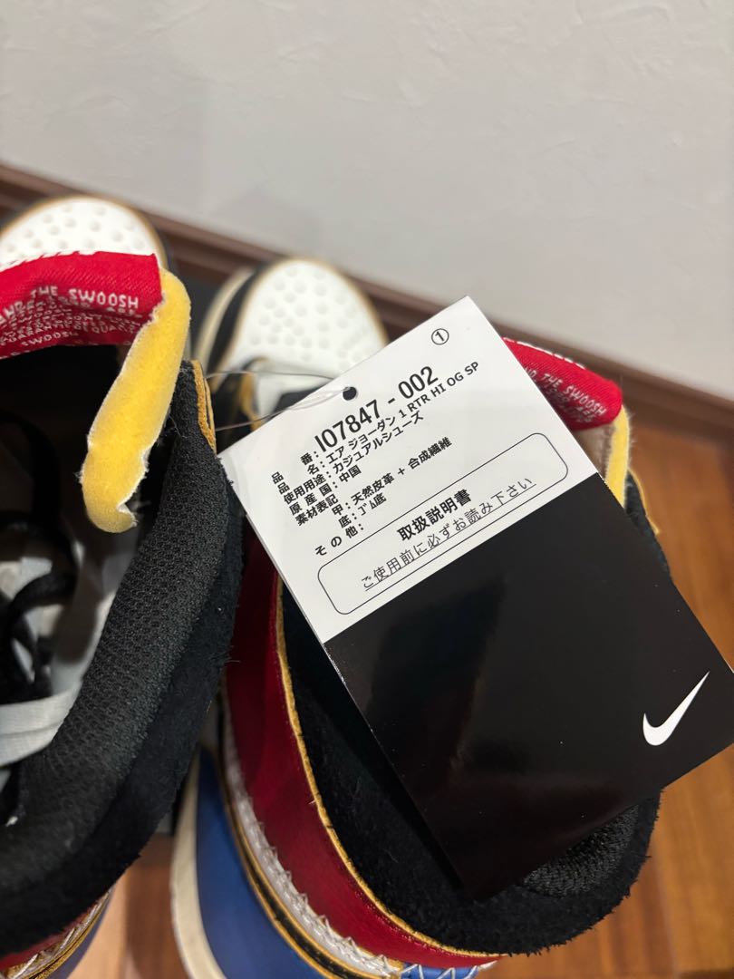 fragment design × UNION × Nike Air Jordan 1 High OG "Black/Varsity Red"  28cm